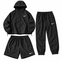 Мужской ветрозащитный комплект 3 в 1 Sportswear &mdash; ветровка, штаны и шорты, чёрный S