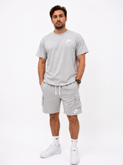 Мужской спортивный комплект Sportswear серый - футболка oversize и шорты карго